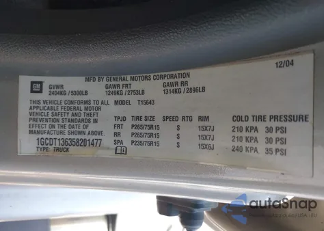 2005 Chevrolet Colorado Ls из США, поврежденный, VIN 1GCDT136358201477